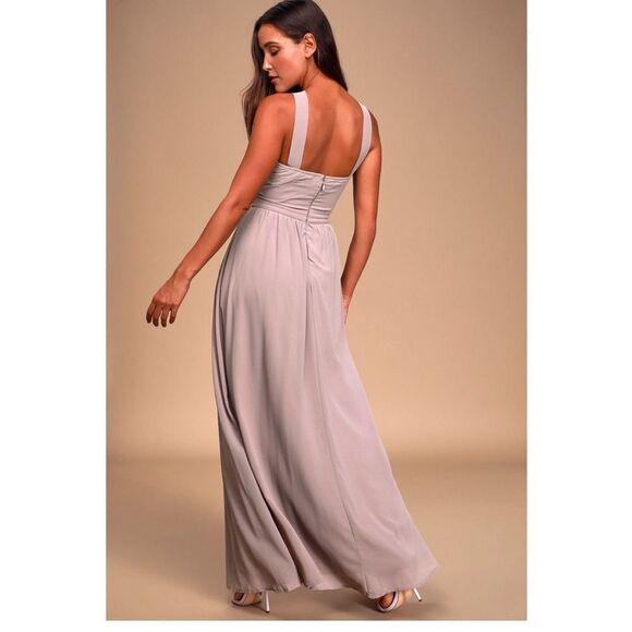 NWT Lulus Maxi Dress purple Taupe Formal Air Of Romance Halter A-Line size m - Picture 2 of 8